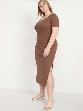 Old Navy Fitted Short Sleeve Rib-Knit Midi Dress Women’s Size XXL New